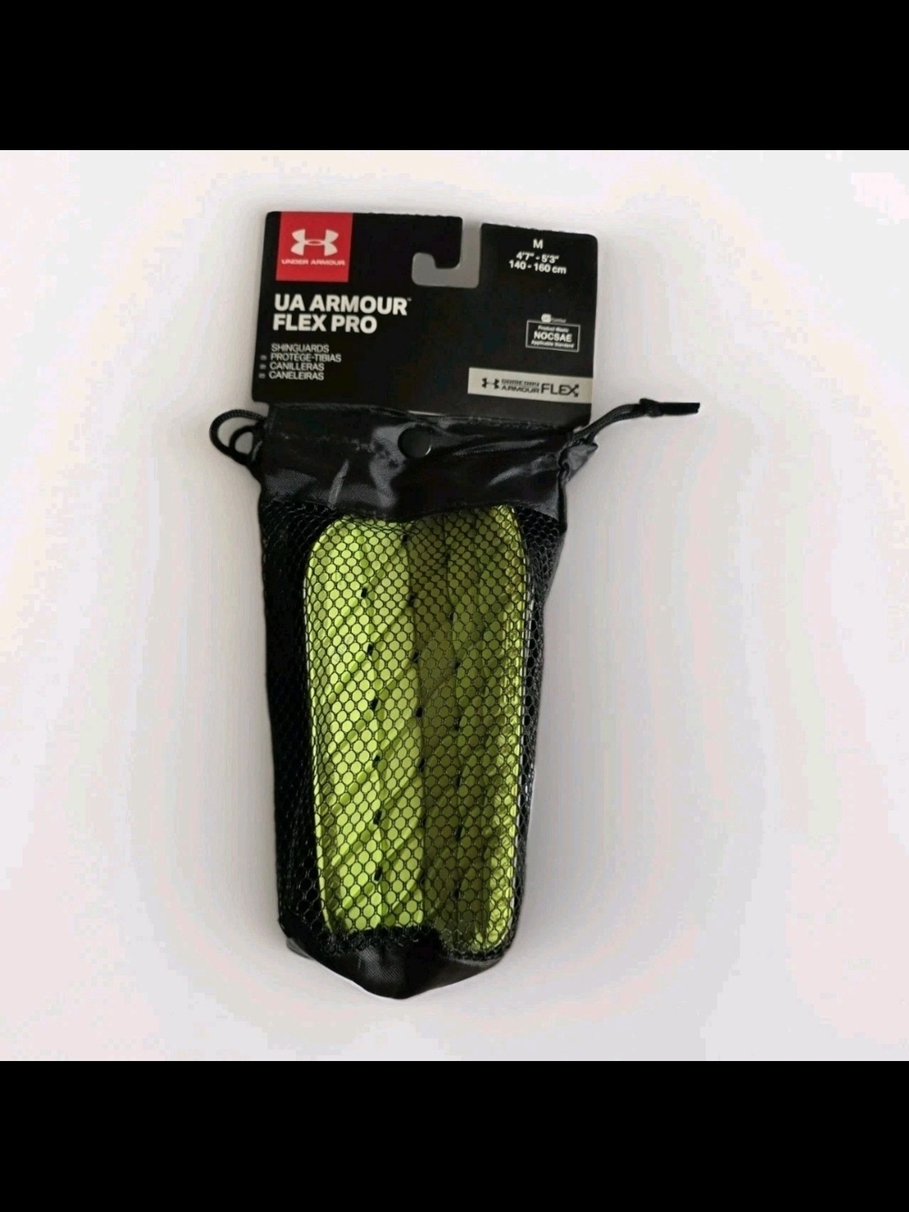 Under Armour Flex Gameday Unisex Shin Guards Size Med Blk Neon Green  Soccer 